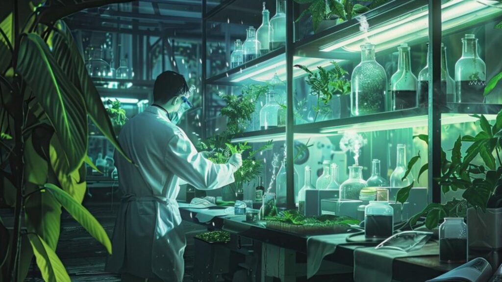 A scientist busy in a biological lab working on the impact of improper waste management