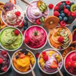 Different options of healthy topping ideas for sundaes ice cream