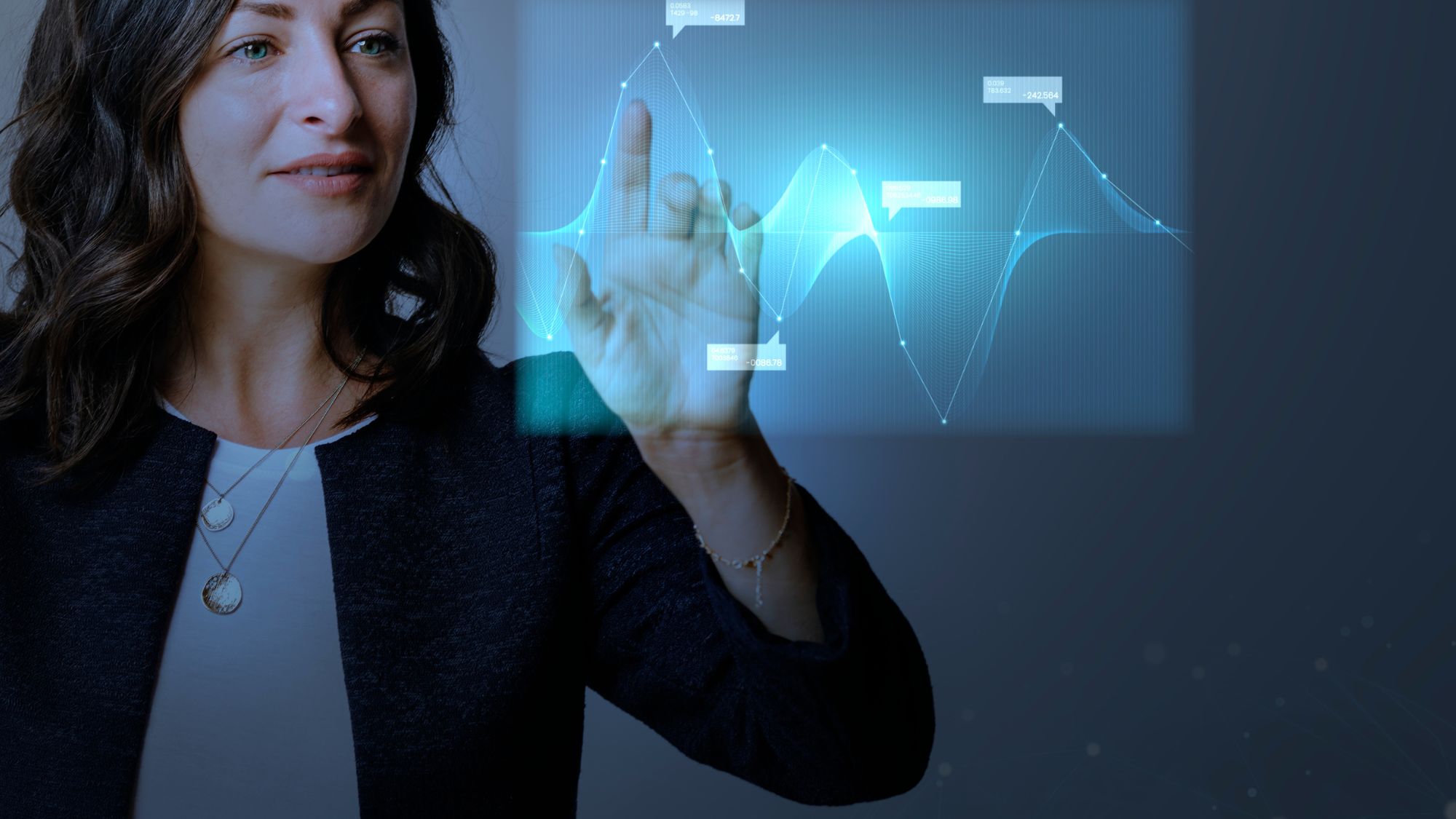 A woman using data science and AI
